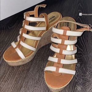 Mossimo Tan and White Cork Wedges Shoes size 9